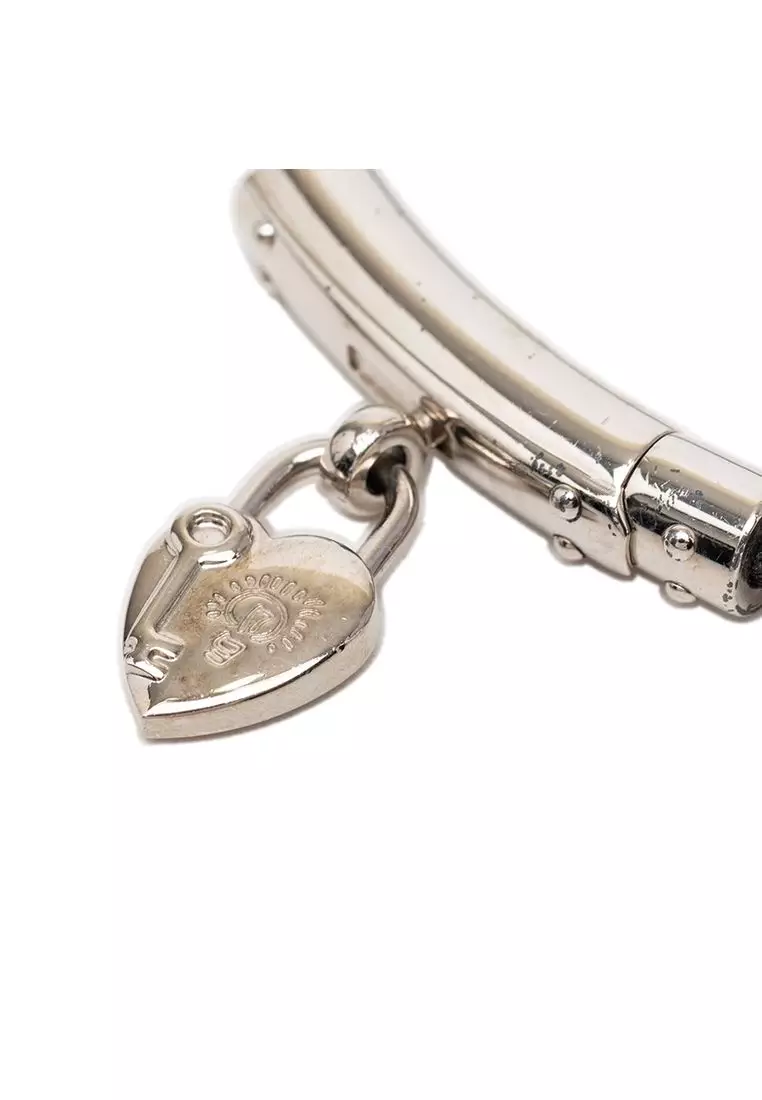 Pre-Loved Hermès Leather Cadena Heart Charm Bracelet