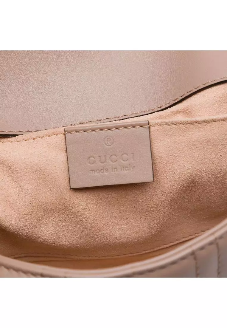 Pre-Loved Gucci Small Gg Marmont Pearl Studded Matelasse Calfskin Aria Shoulder Bag