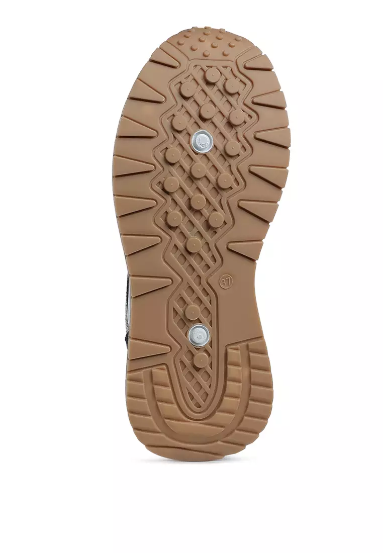 Glitter Detail Chunky Sneakers in Black & Gold