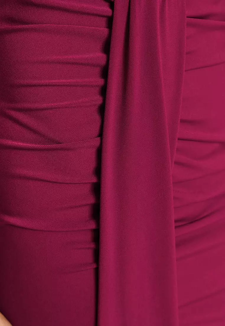 Claret Red Maxi Knitted Beach Skirt TBESS23ET00021