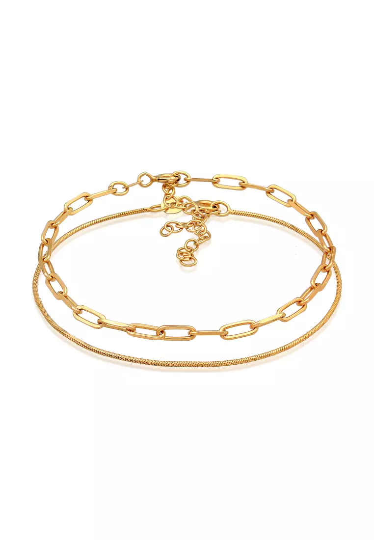 Bracelet Women Layer Ball Chain Elegant Basic Minimalist Gold-Plated