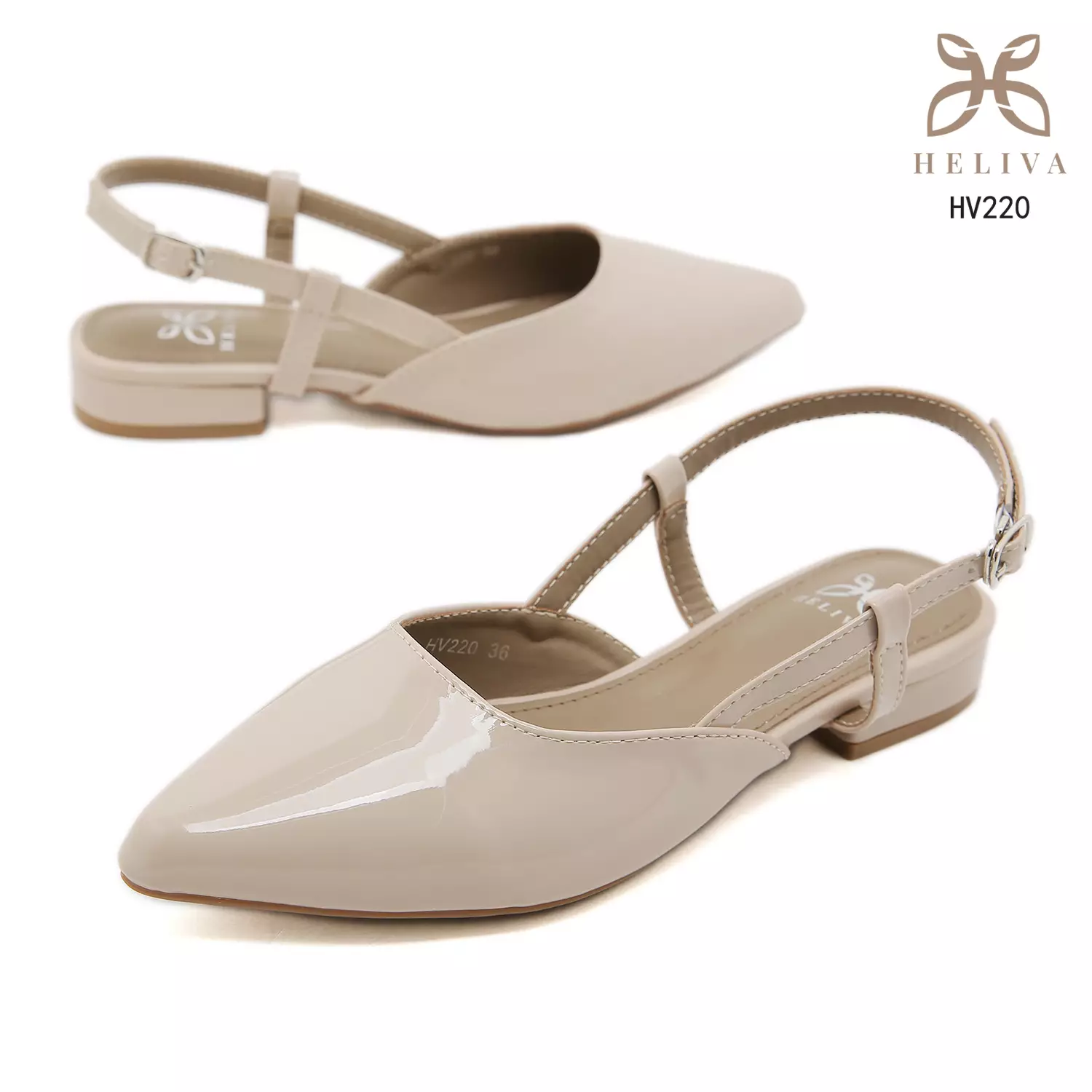 HELIVA LYSANDRA Slingback Flats 2cm Premium Pointed Toe Glossy Series HV220