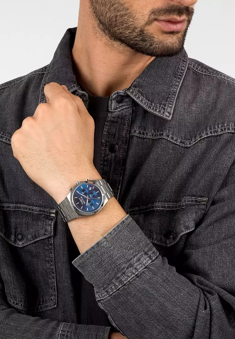 【2 Years Warranty】Sector C300 Blue 42mm Men's Quartz Watch with Steel Strap R3273301003