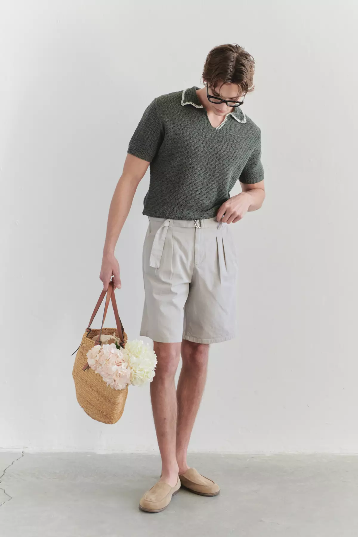 Textured Knitted Polo Shirt