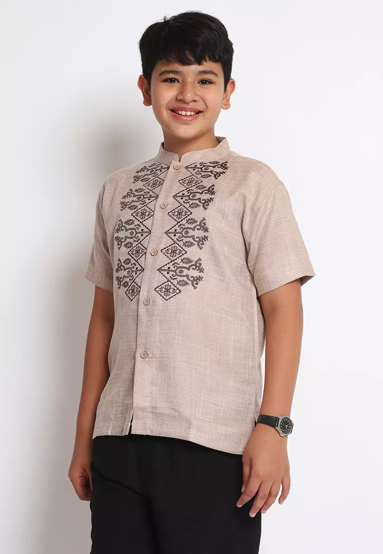 Baju Koko Set Anak Laki Salute Light Brown - MODERN