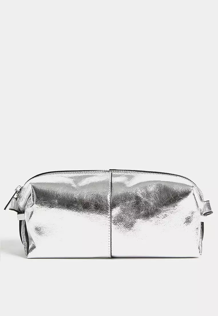 Faux Leather Metallic Cross Body Bag