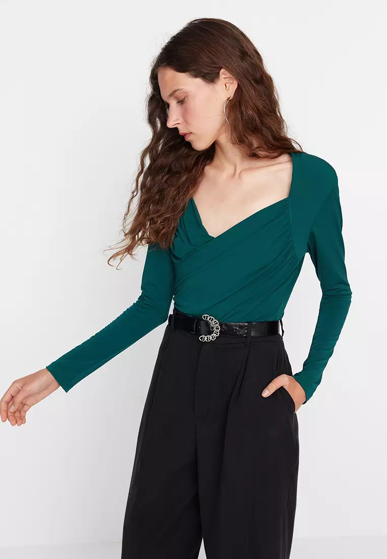 Drape Detailed Bodysuit Top