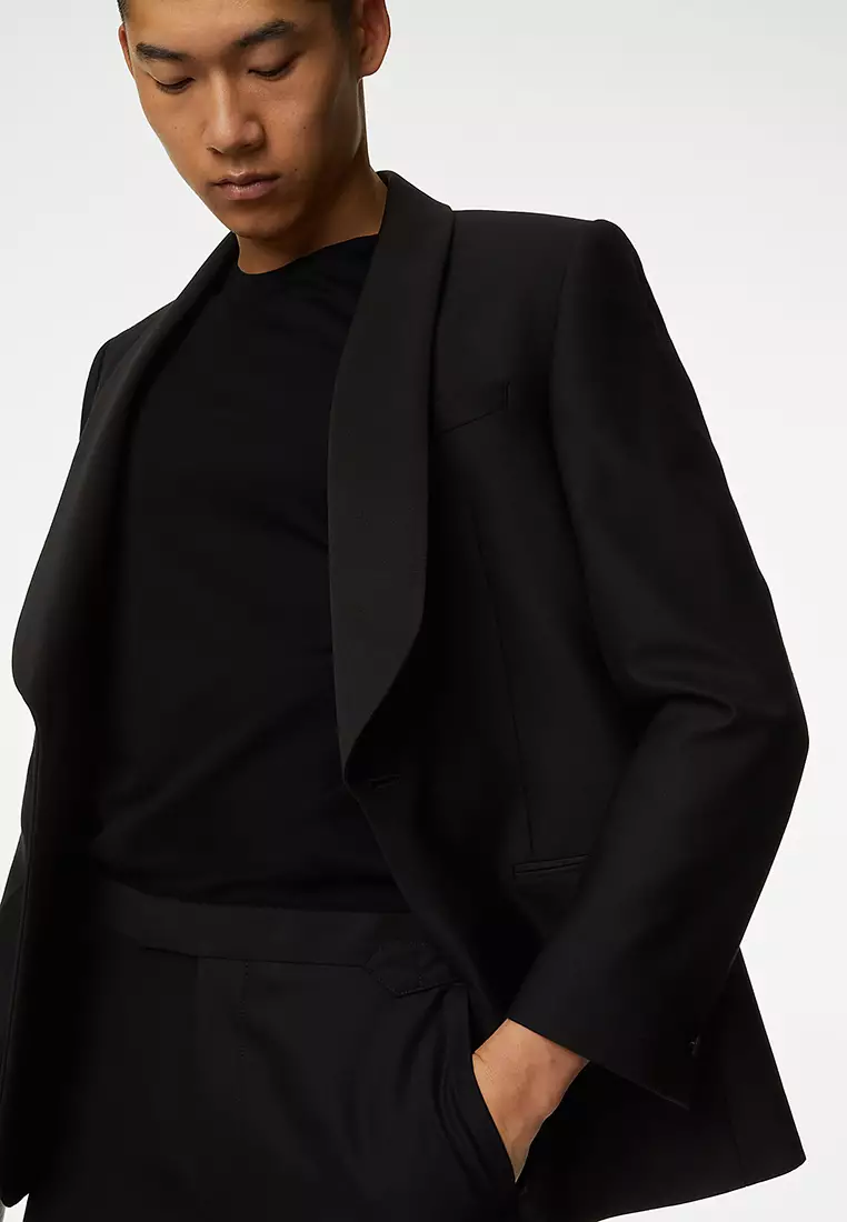 Regular Fit British Pure Wool Tuxedo Jacket