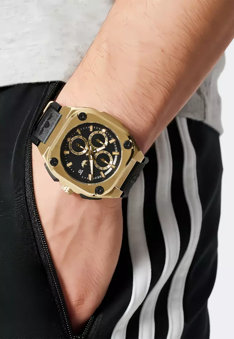 Adidas Gents City Tech Three Chrono Men's Watch - Gold Stainless Case and Silicone Band - AOFH24018