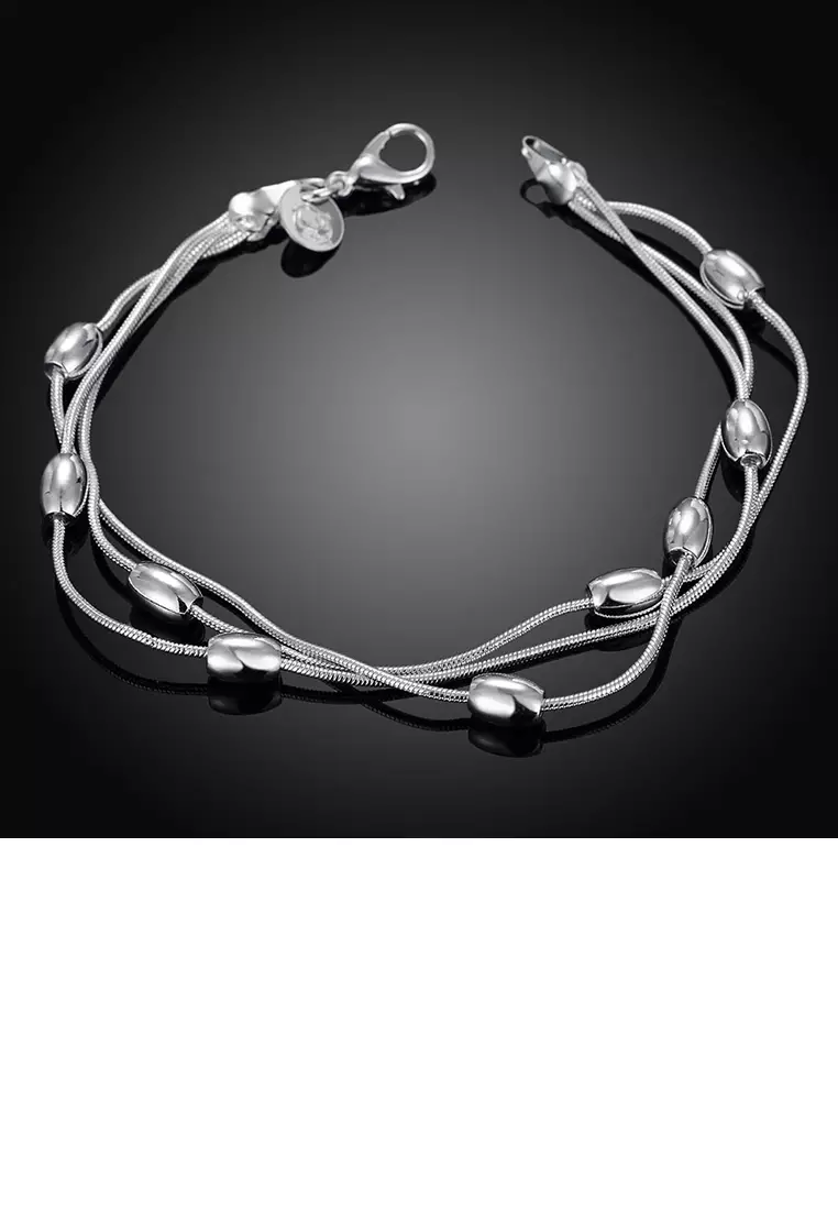 Simple Three-layer Oval Bead Bracelet