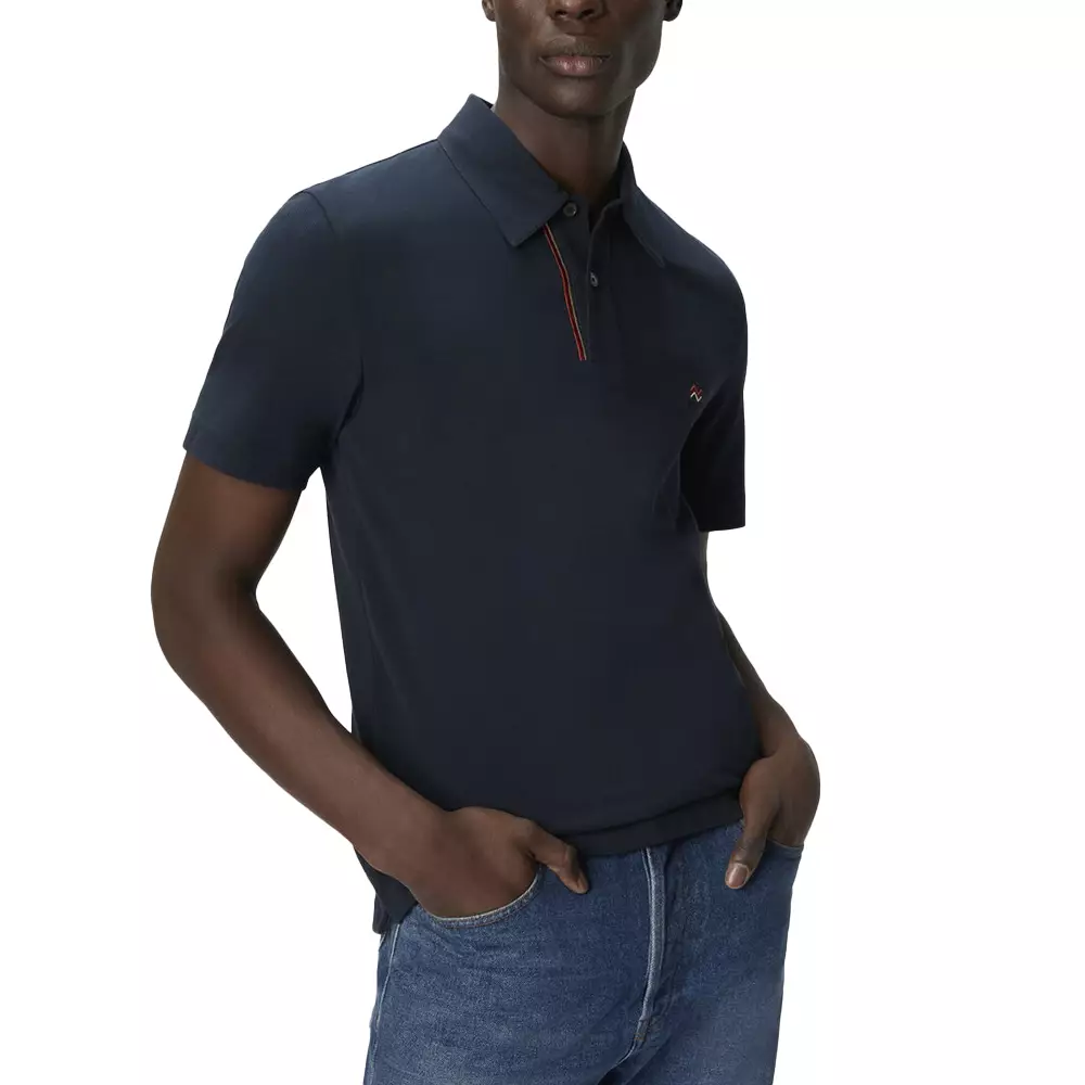 Embroidered Logo Cotton Short Sleeve Polo Shirt Night Sky