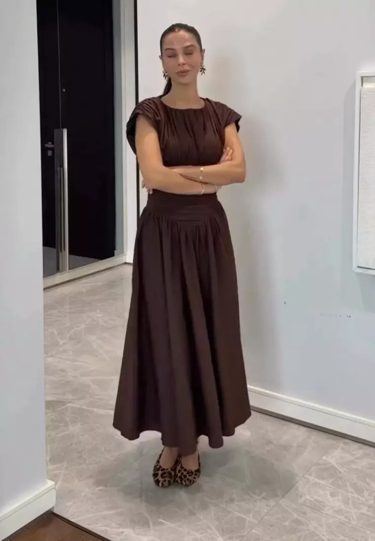 2025 French-style pure desire fitted waist short-sleeved dress CA25091424BW