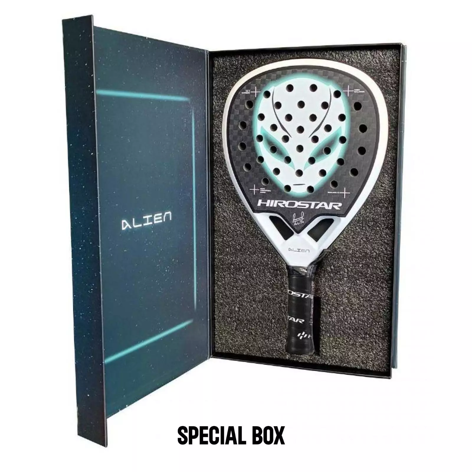 Padel Raket HIROSTAR Alien 2025 Kern Black Eva Special Box