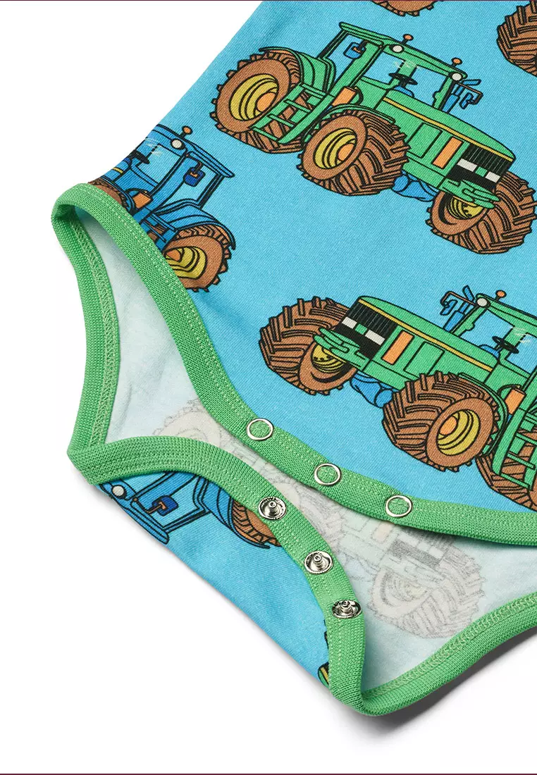 Long-sleeved baby body with tractors