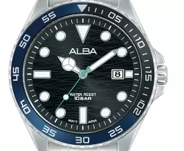 Jam Tangan Pria Alba Active AS9V57 AS9V57X1 Strap Stainless Steel Silver Color Men Black Dial Watch Original Garansi Resmi