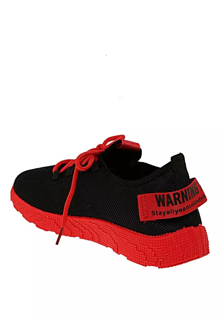 Chayton Sepatu Olahraga Pria Sneakers Warning Two Tone Casual Sport Shoes Material Fabric ORIGINAL - Red