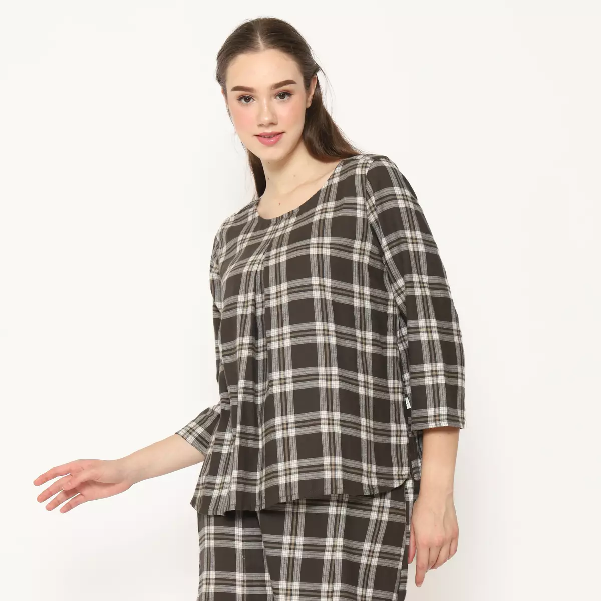 Jennaira Blouse Flanel Olive