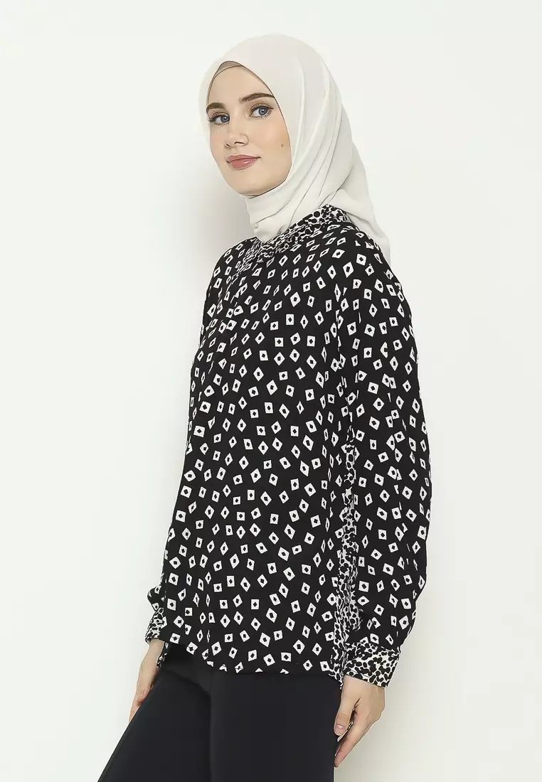 Maizah MSS 2 Tone Pattern Shirt MSC307