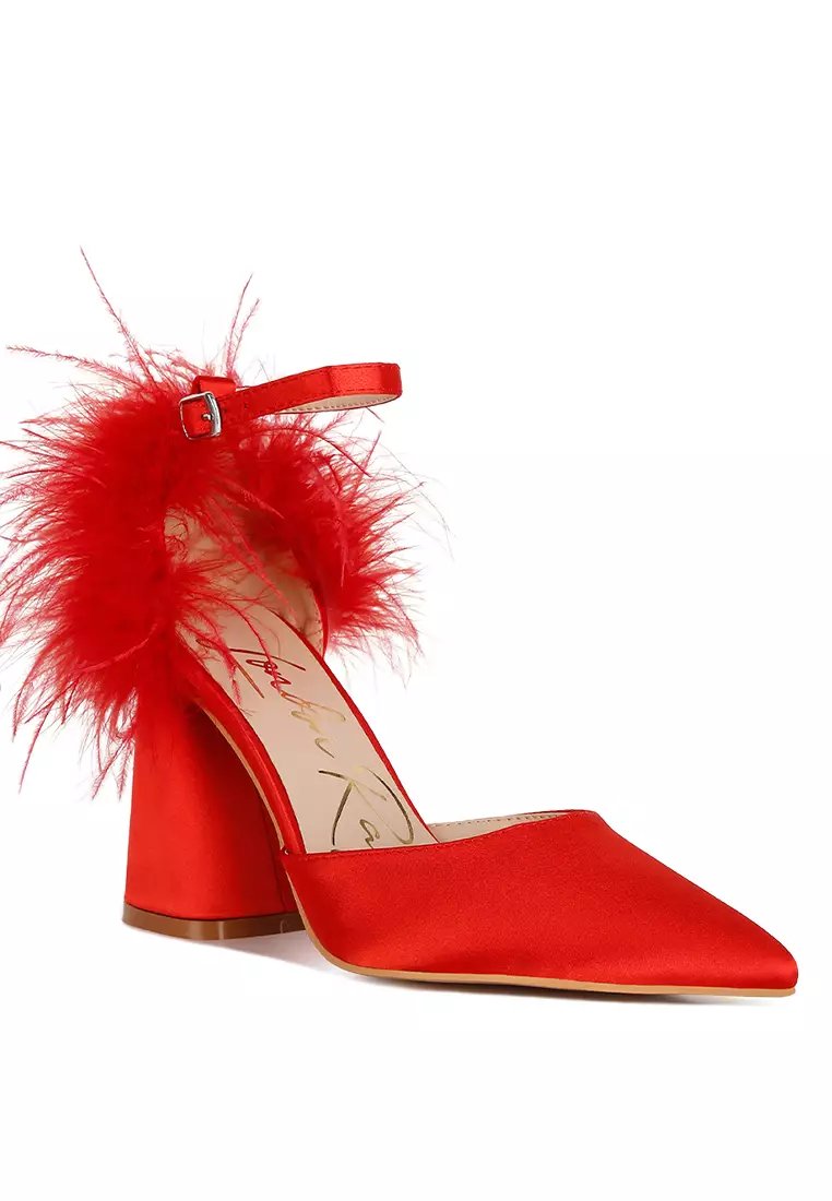 Red deals fur sandals