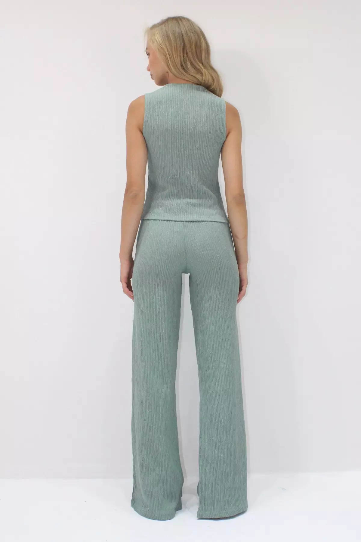 Red V-Neck Buttoned Vest and Pants Set BCDF-252190 - Palmela