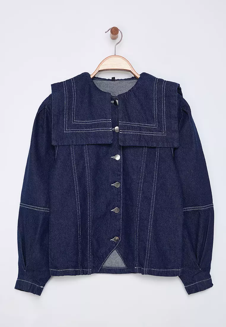 Sailor Collar Detailed Denim Jacket