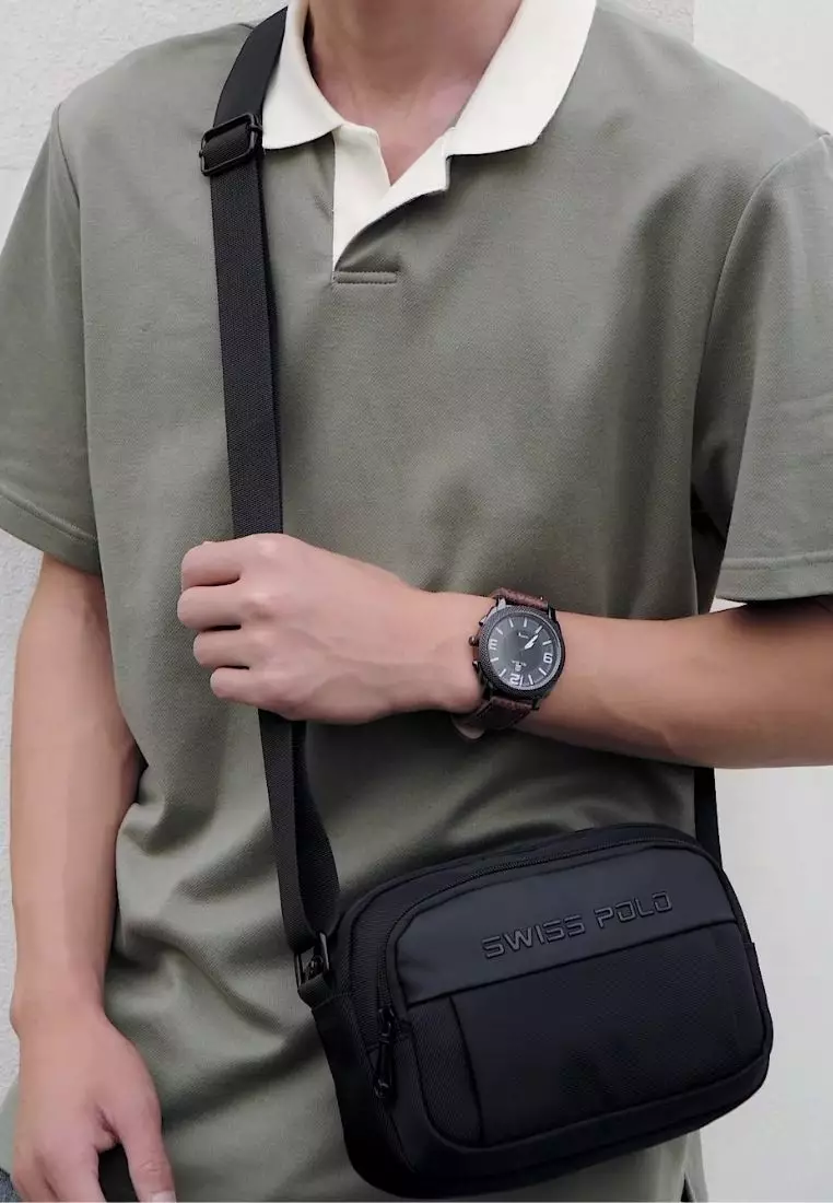 Men's Sling Bag / Crossbody Bag - Black