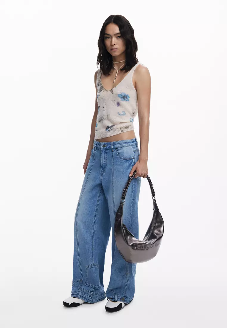 Medium metallic crossbody bag with 3D logo