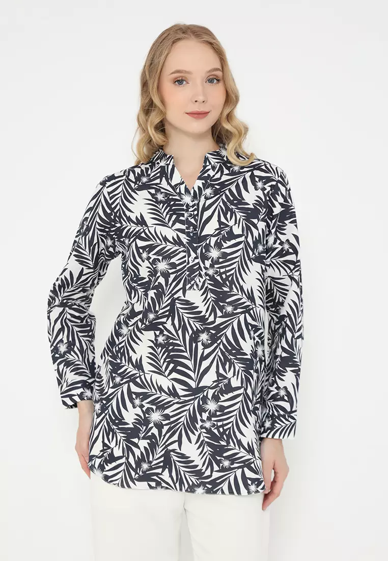 Blouse White Floral Long Sleeve Arlette By Brilliant Girl Warna Putih