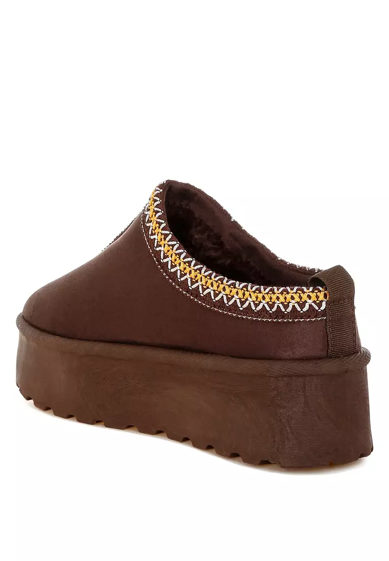 Embroidered Platform Classic Slip-On in Brown