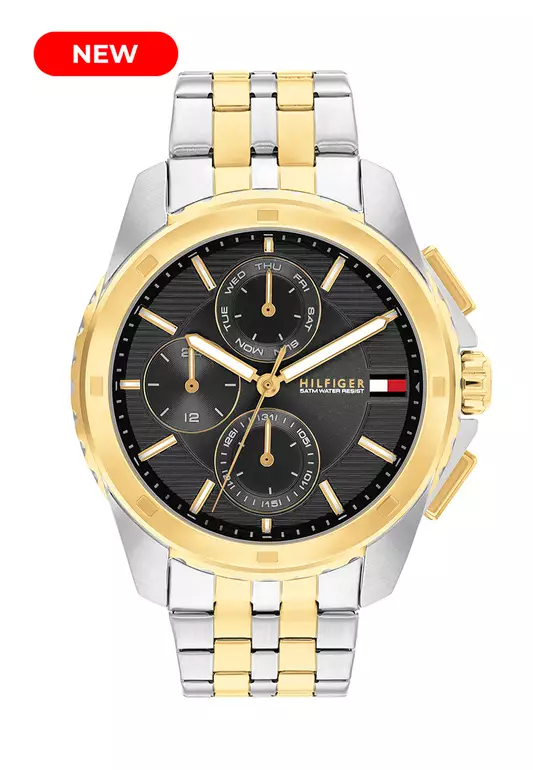 Men's Two-Tone Stainless Steel Bracelet and Grey Dial Quartz Multifunction Watch - TH1710621