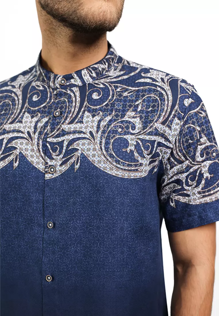 MOC Kemeja Shanghai Lengan Pendek Pria Arfan - Navy