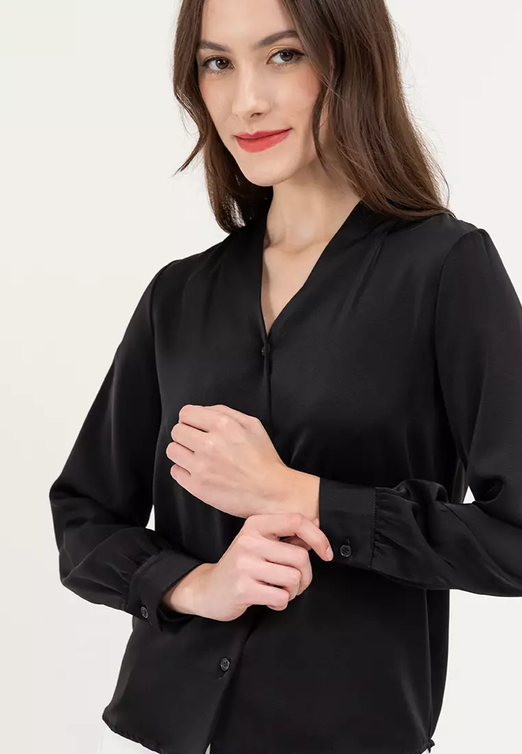 V-neck Button Up Blouse