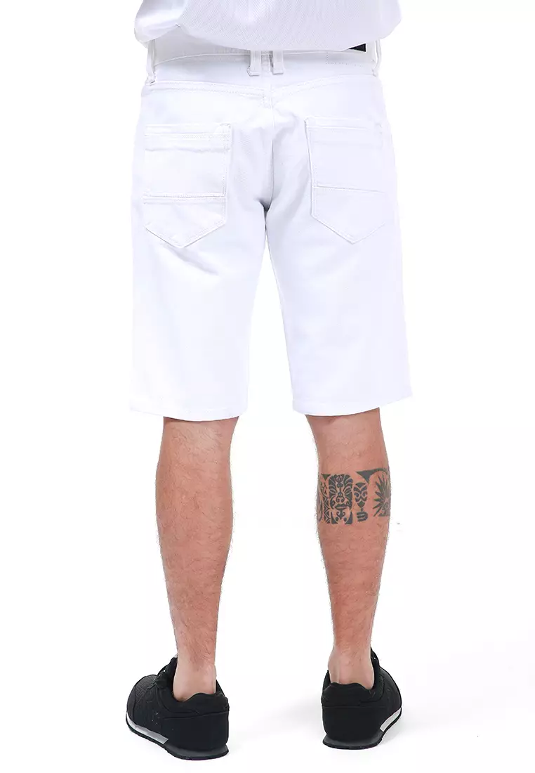 Rissham Celana Pendek Pria Ripped Short Pants Skinny Casual Material Jeans ORIGINAL - White