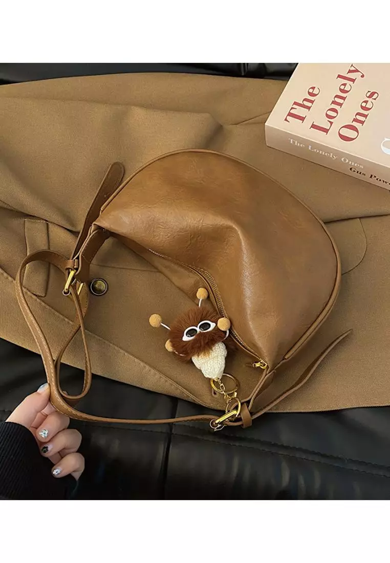 Vedlyn Elvi Tas selempang wanita lucu free gantungan - Brown