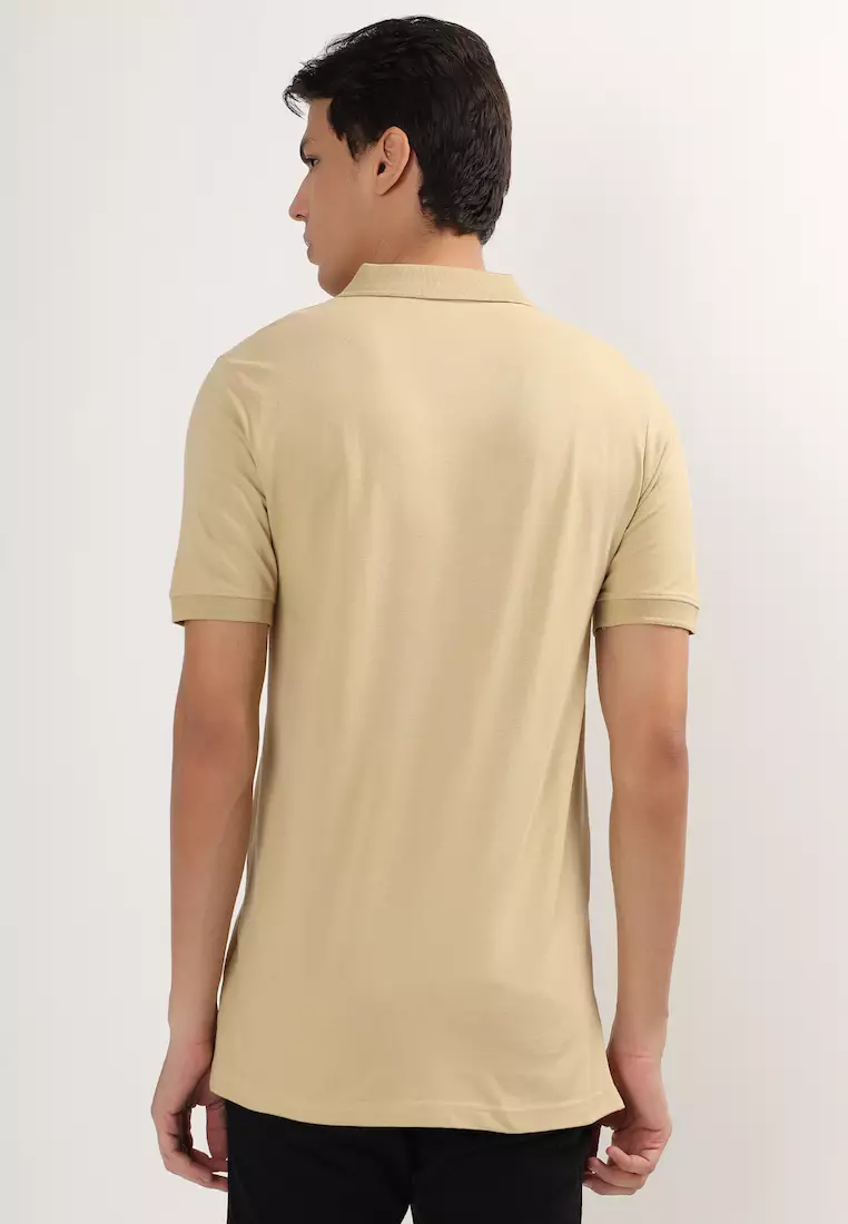 Mens Solid Brown Cotton Relaxed Fit Polo Shirt/Tshirt With Zip, Short Sleeve, Activewear, Casual Wear