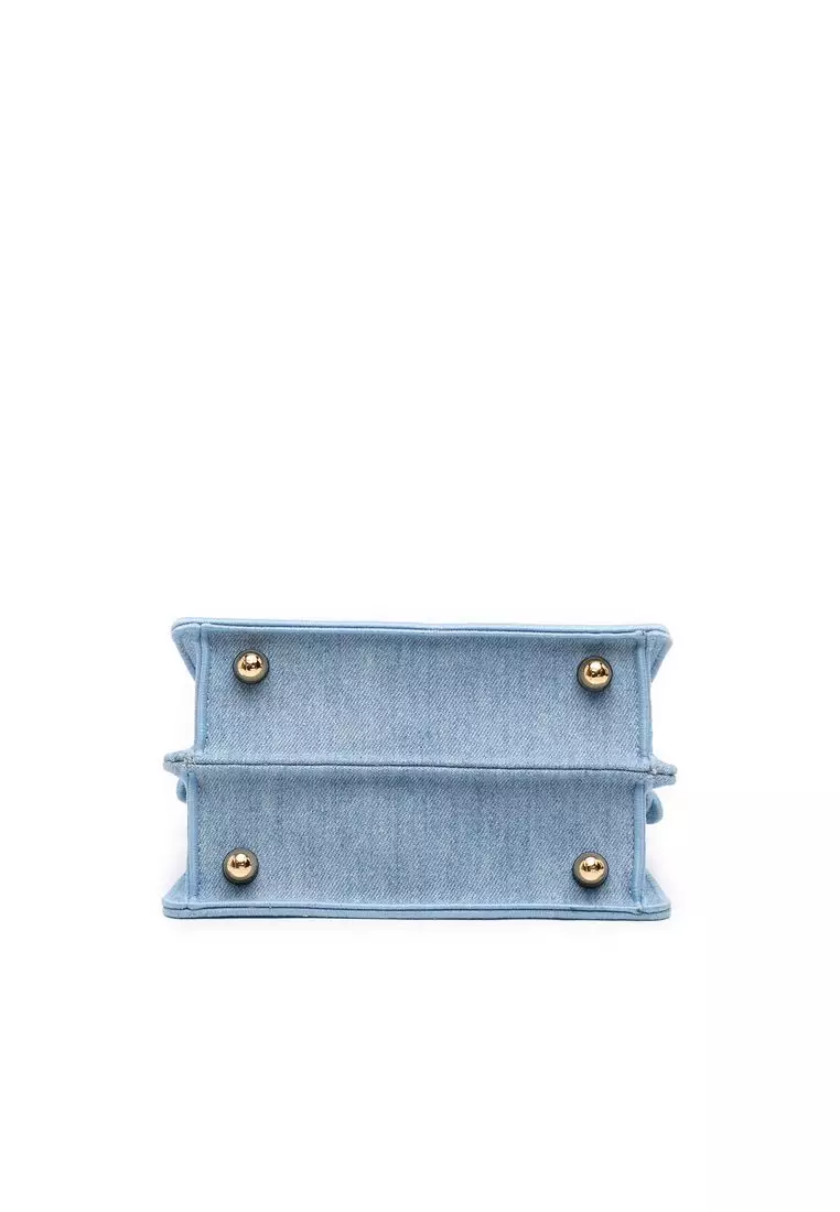 Pre-Loved Fendi Petite Embroidered Denim Peekaboo Iseeu Satchel