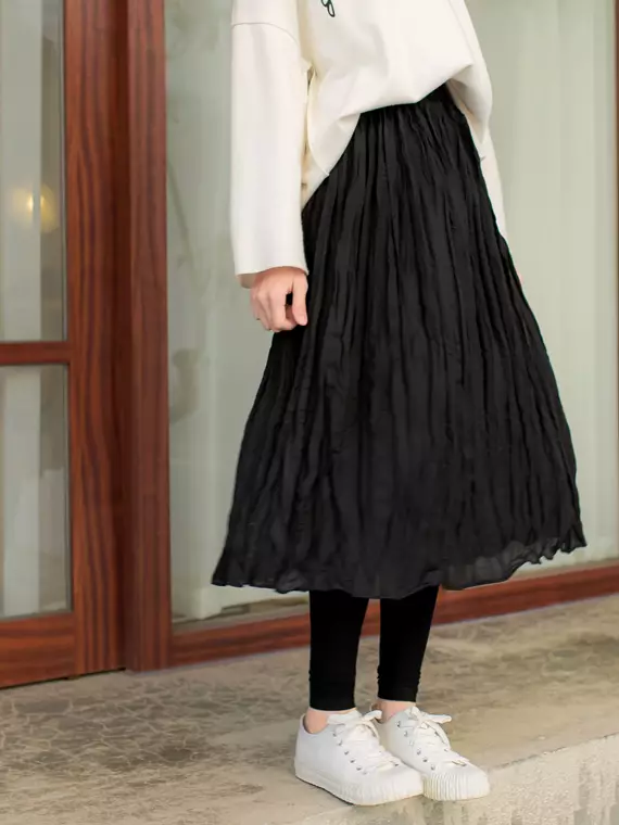 Buy OBSTYLE Faux Two-Piece Elastic Pressed Pleat Inner Pants Skirt