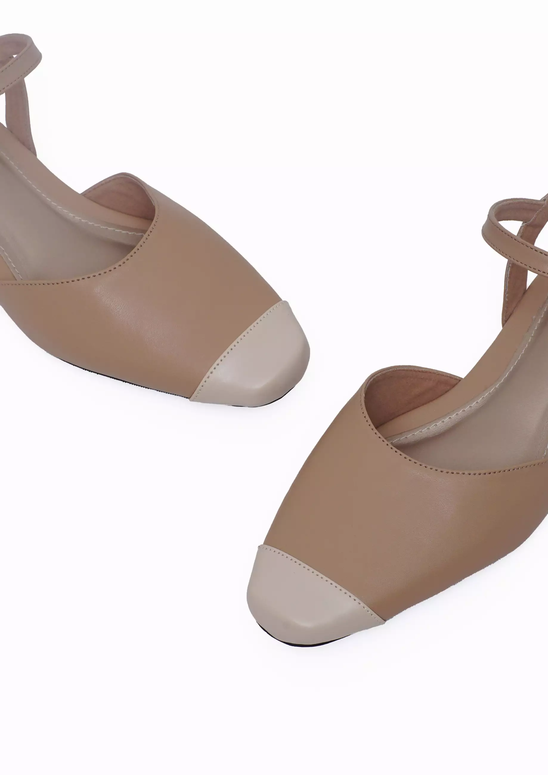 VIVI NICI - Charlotte Sepatu Sandal Mules Wanita Hak 2 Cm Milk Coffee