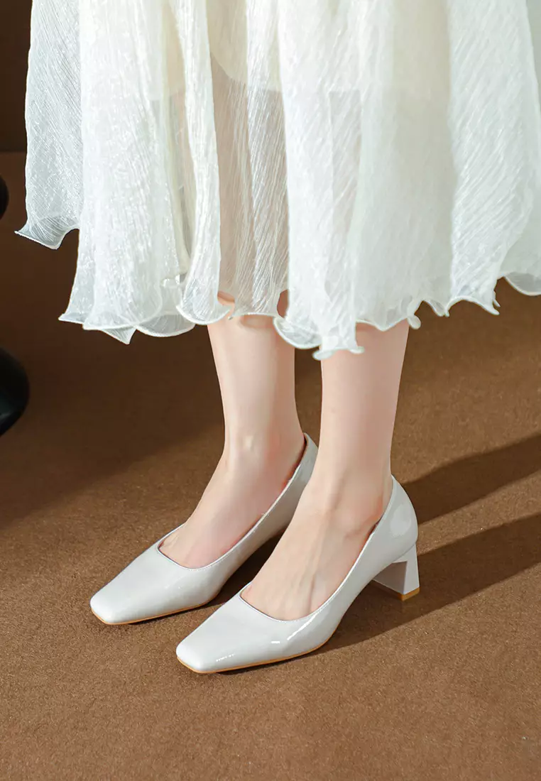 5CM Square Toe Patent Leather Pumps BY2355-3