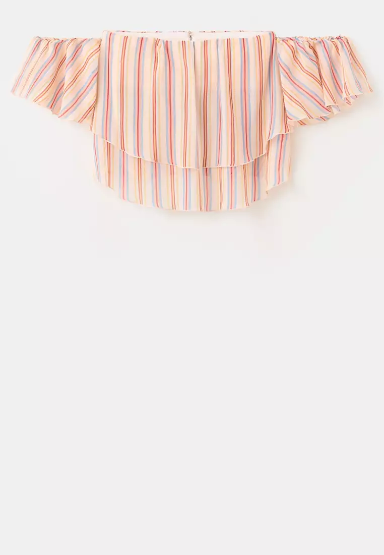 Ruffles Stripe-Patterned Blouse