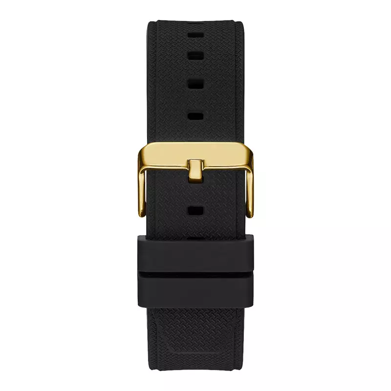 Jam Tangan Pria Guess Third Gear GW0334G2 Multifunction Dual Tone Dial Black Silicone Strap