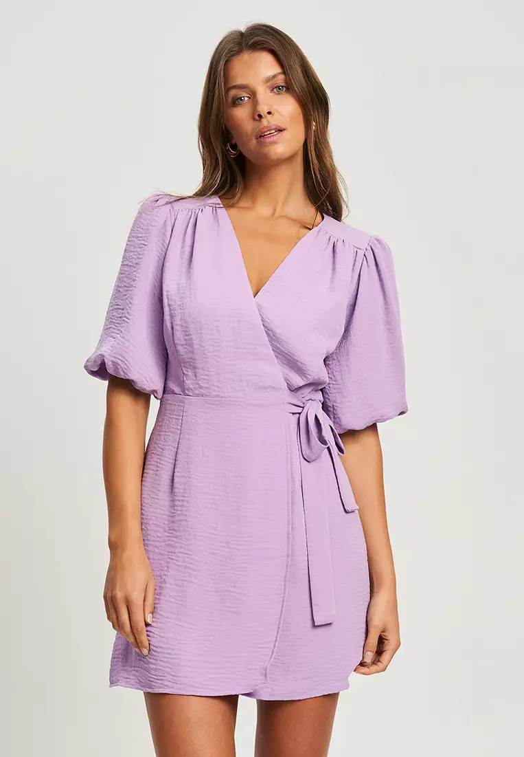Purple online wrap dresses