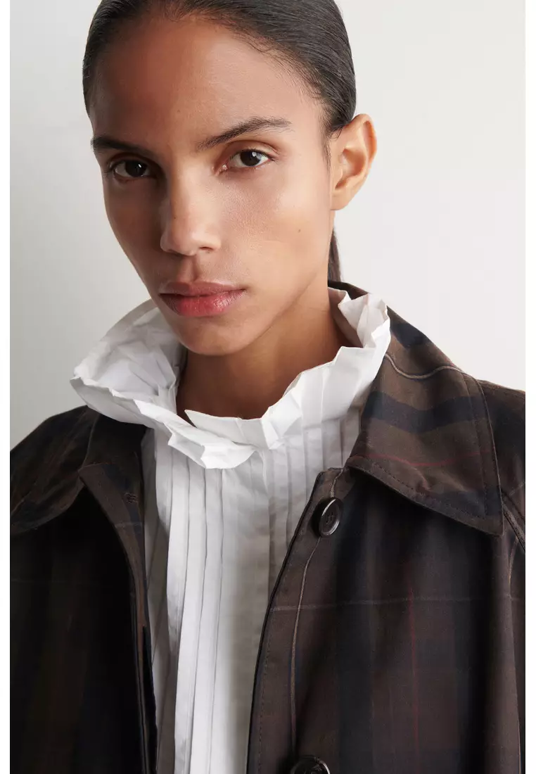 CHECKED WAXED-COTTON CAR COAT