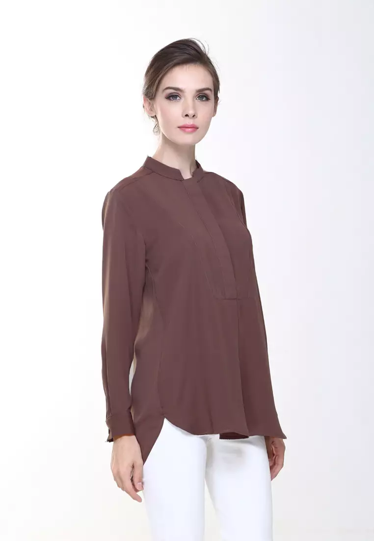 Eva Suit Top in Dark Brown