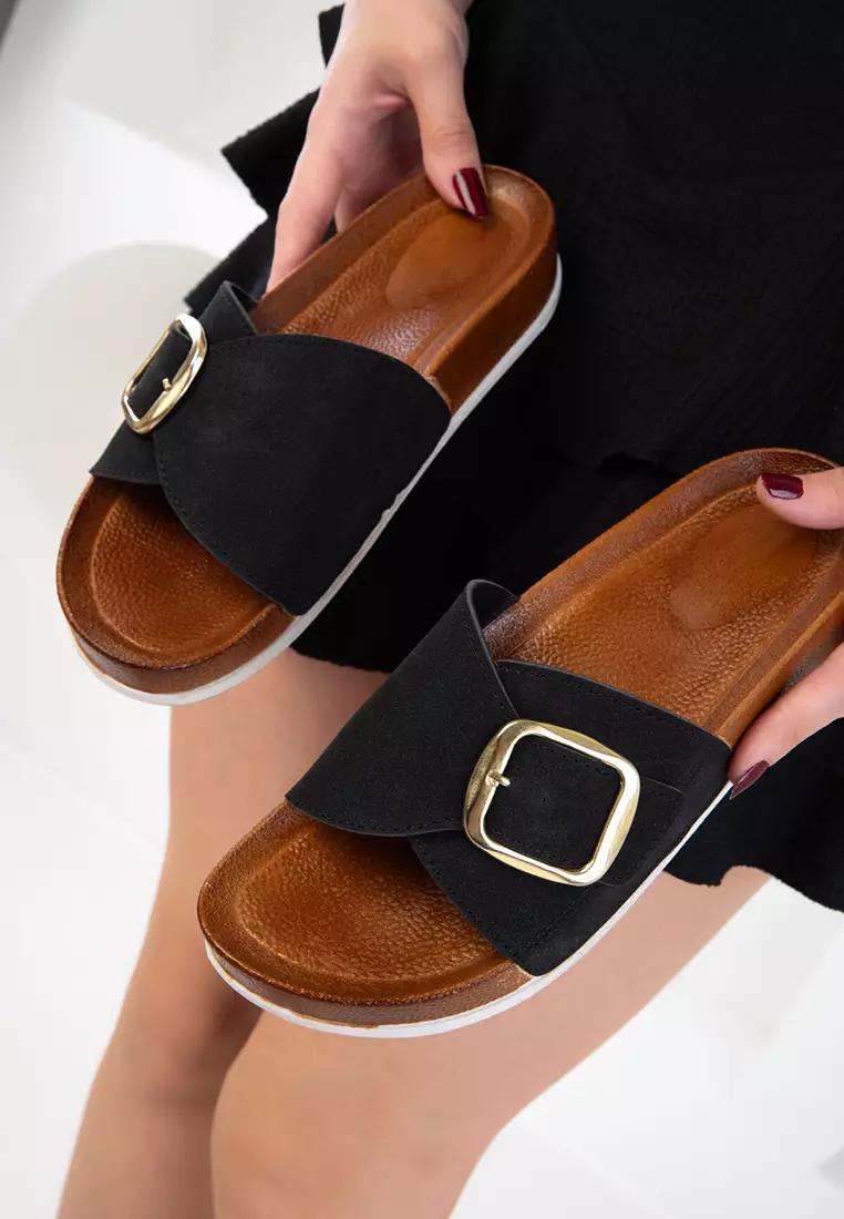 Black Women's Slippers 20734