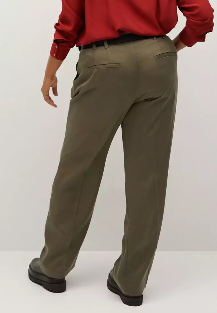 Plus Size Belt Straight-Fit Trousers