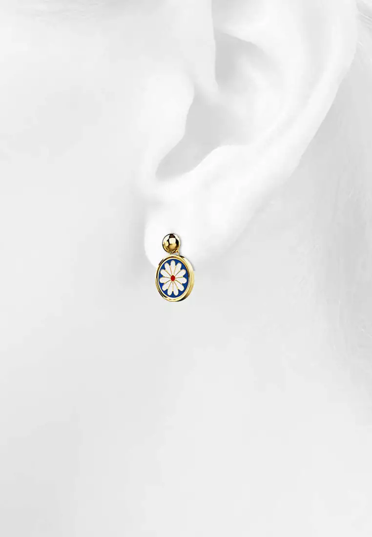 Bullion Blue Blossom Earrings in Gold