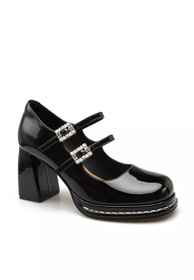 8CM Double Rhinestone Strap Mary Jane Shoes TE1633-2