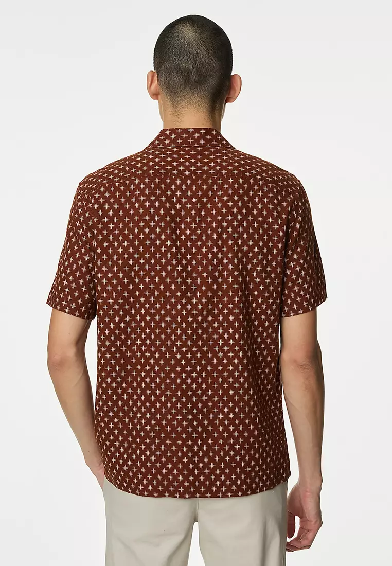 Easy Iron Linen Blend Printed Shirt