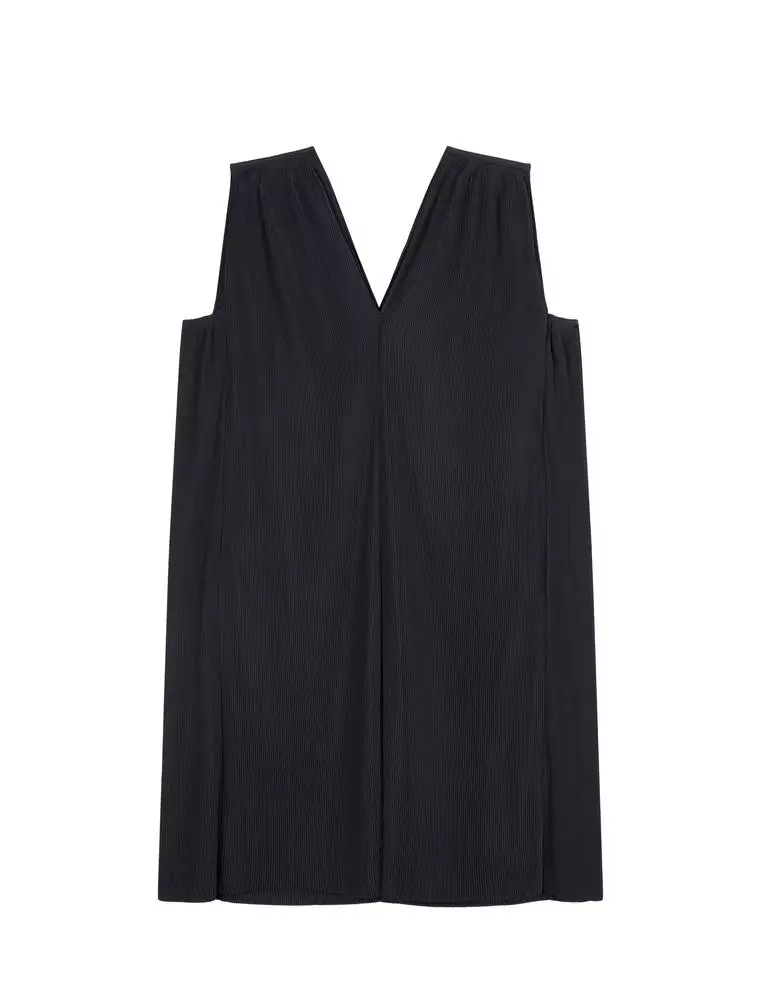 A-Line Pleated Sleeveless Dress